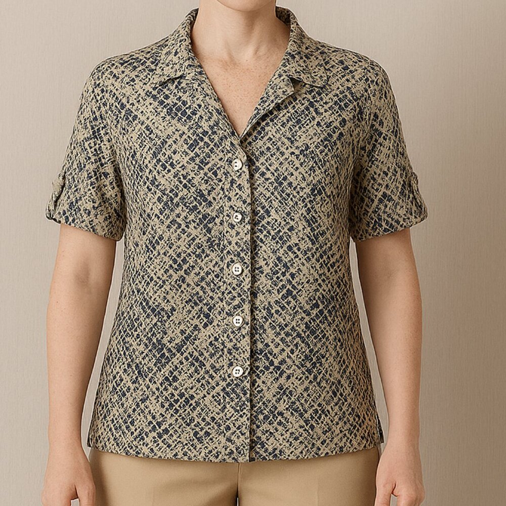 Anna and Frank Reptile print 100% silk blouse Large vintage